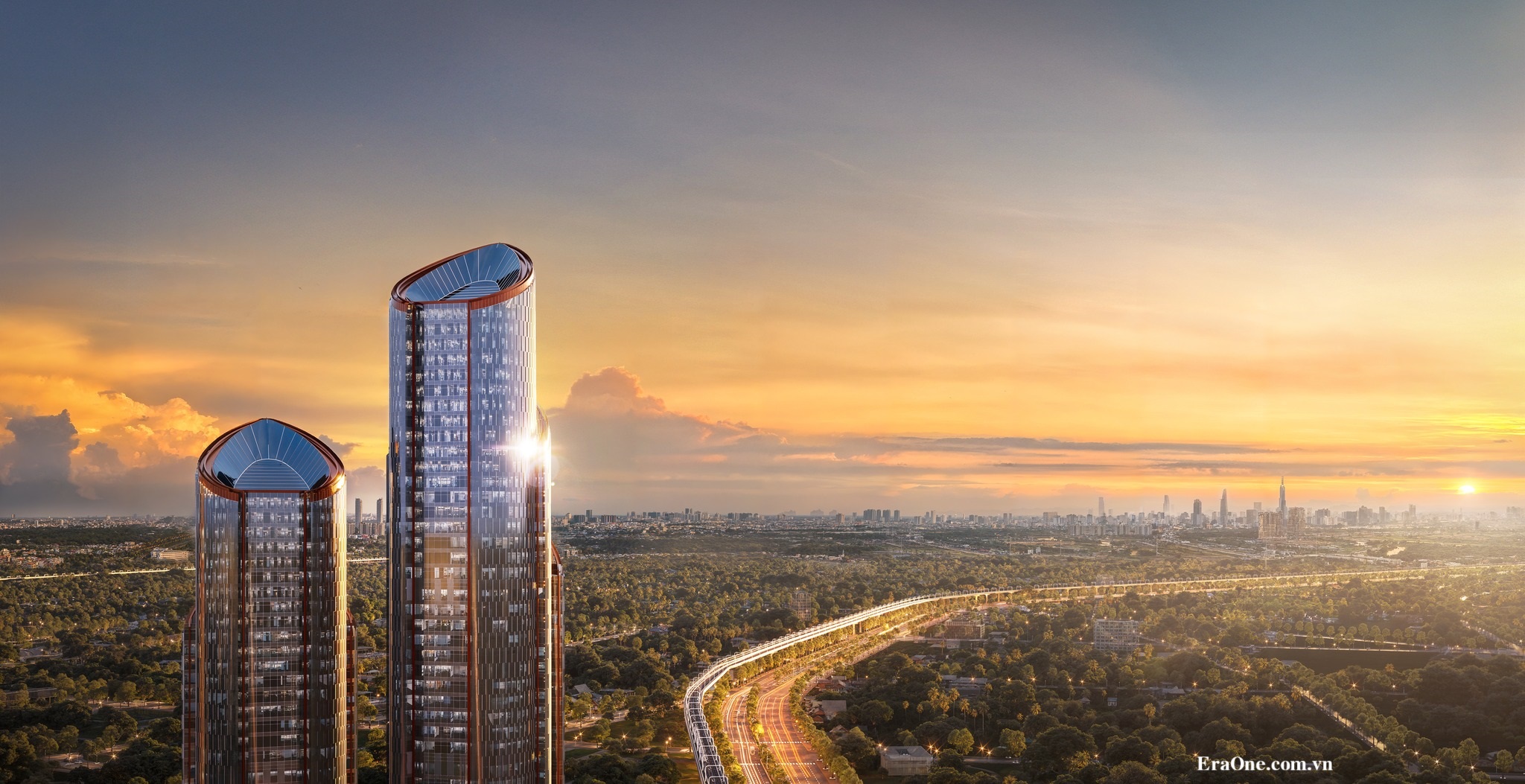 Tòa căn hộ One Era Landmark Tower cao 60 tầng được định vị là biểu tượng cao nhất đại lộ Bình Dương, trung tâm thượng đông TpHCM mới